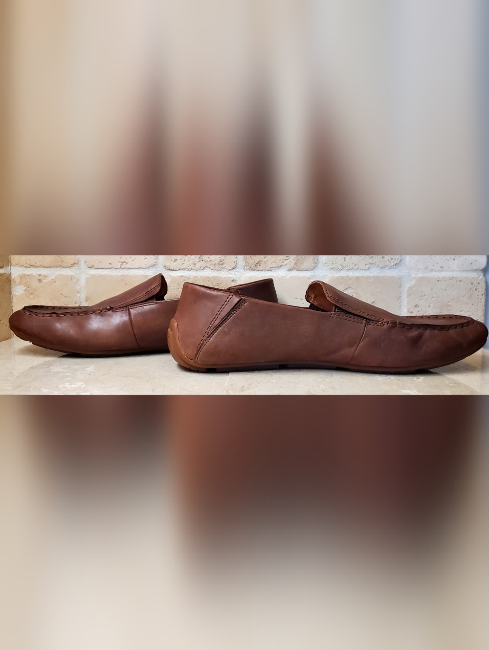 Born Marcel Men's Tan Leather Moc Toe Slip-On Loafers Size 12 - Picture 10 of 11